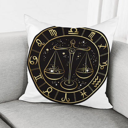 Gold And Black Libra Sign Print Pillow Cover