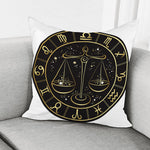 Gold And Black Libra Sign Print Pillow Cover