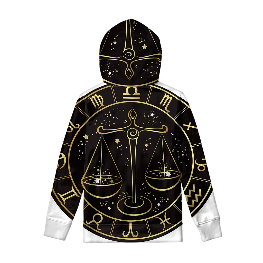 Gold And Black Libra Sign Print Pullover Hoodie