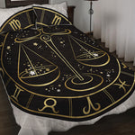 Gold And Black Libra Sign Print Quilt Bed Set