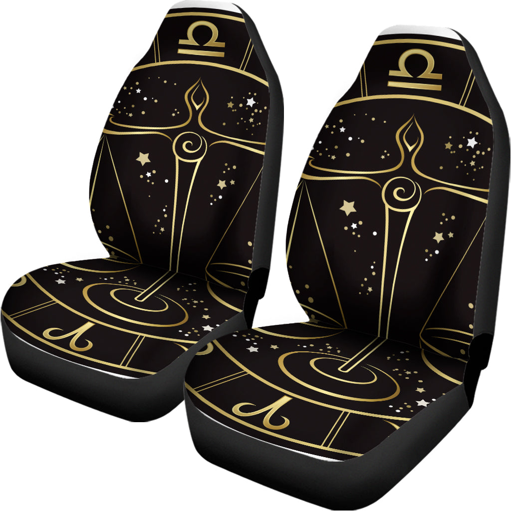 Gold And Black Libra Sign Print Universal Fit Car Seat Covers