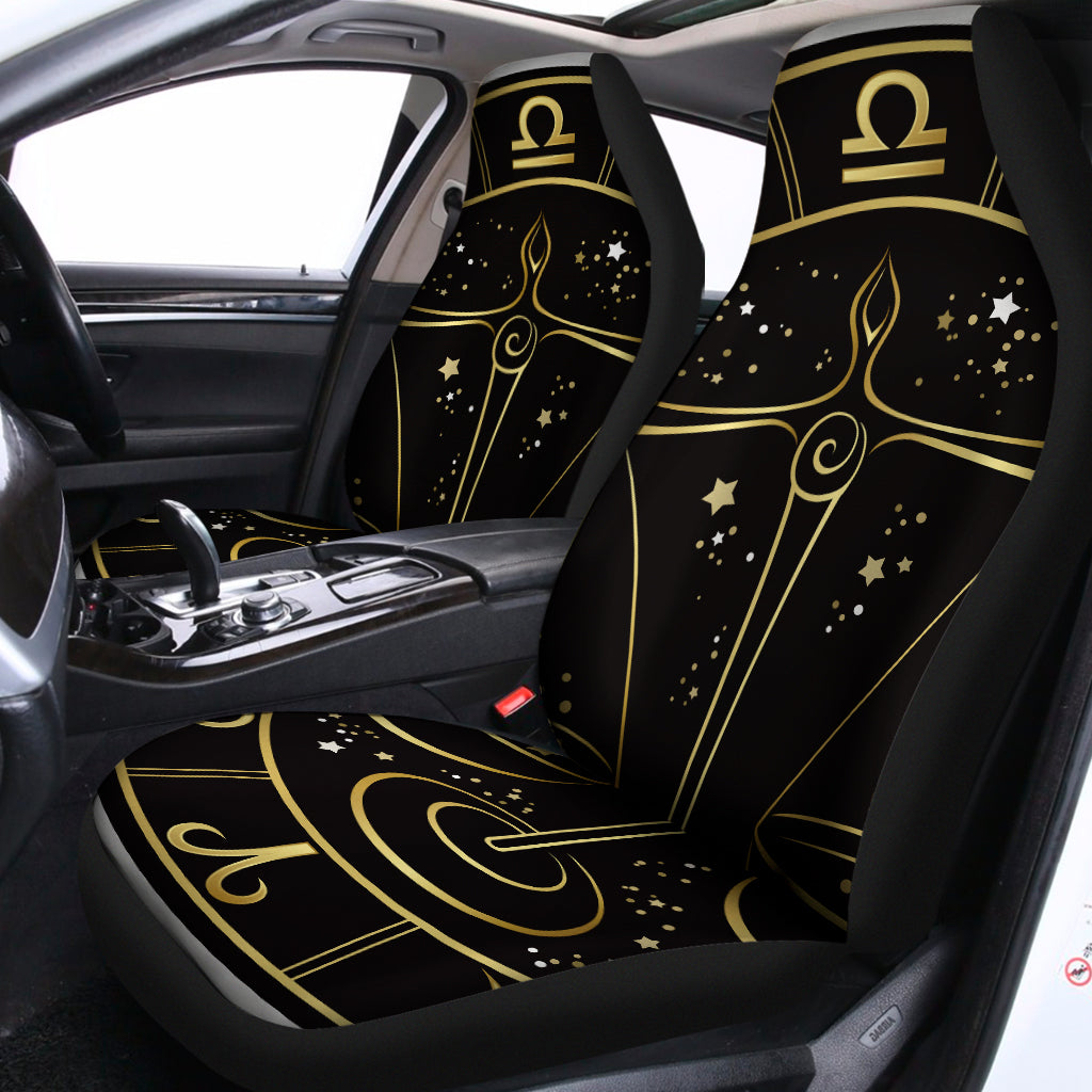 Gold And Black Libra Sign Print Universal Fit Car Seat Covers