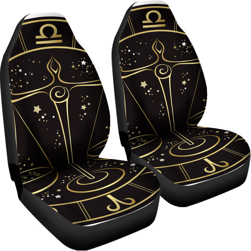 Gold And Black Libra Sign Print Universal Fit Car Seat Covers