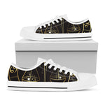 Gold And Black Libra Sign Print White Low Top Shoes