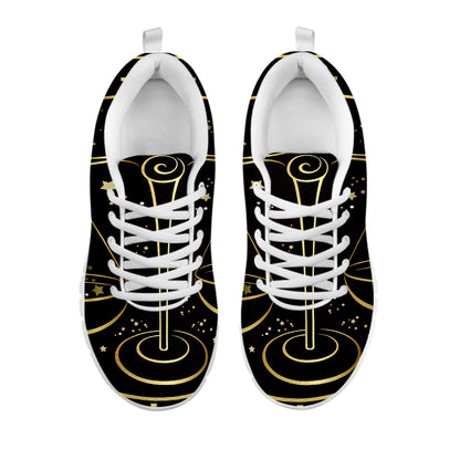 Gold And Black Libra Sign Print White Sneakers