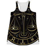 Gold And Black Libra Sign Print Women's Racerback Tank Top