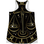 Gold And Black Libra Sign Print Women's Racerback Tank Top