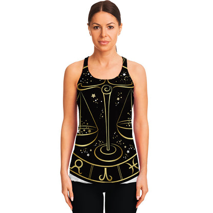 Gold And Black Libra Sign Print Women's Racerback Tank Top