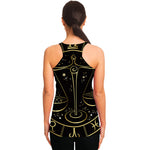 Gold And Black Libra Sign Print Women's Racerback Tank Top