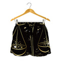 Gold And Black Libra Sign Print Women's Shorts