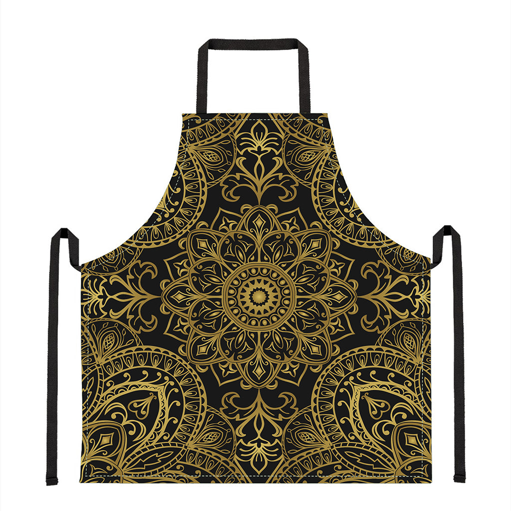 Gold And Black Mandala Print Apron