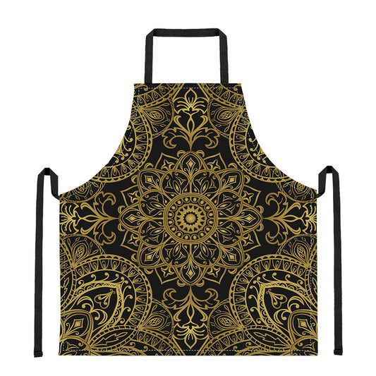 Gold And Black Mandala Print Apron