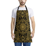 Gold And Black Mandala Print Apron