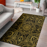 Gold And Black Mandala Print Area Rug