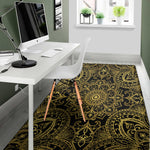 Gold And Black Mandala Print Area Rug