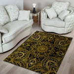 Gold And Black Mandala Print Area Rug