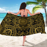 Gold And Black Mandala Print Beach Sarong Wrap