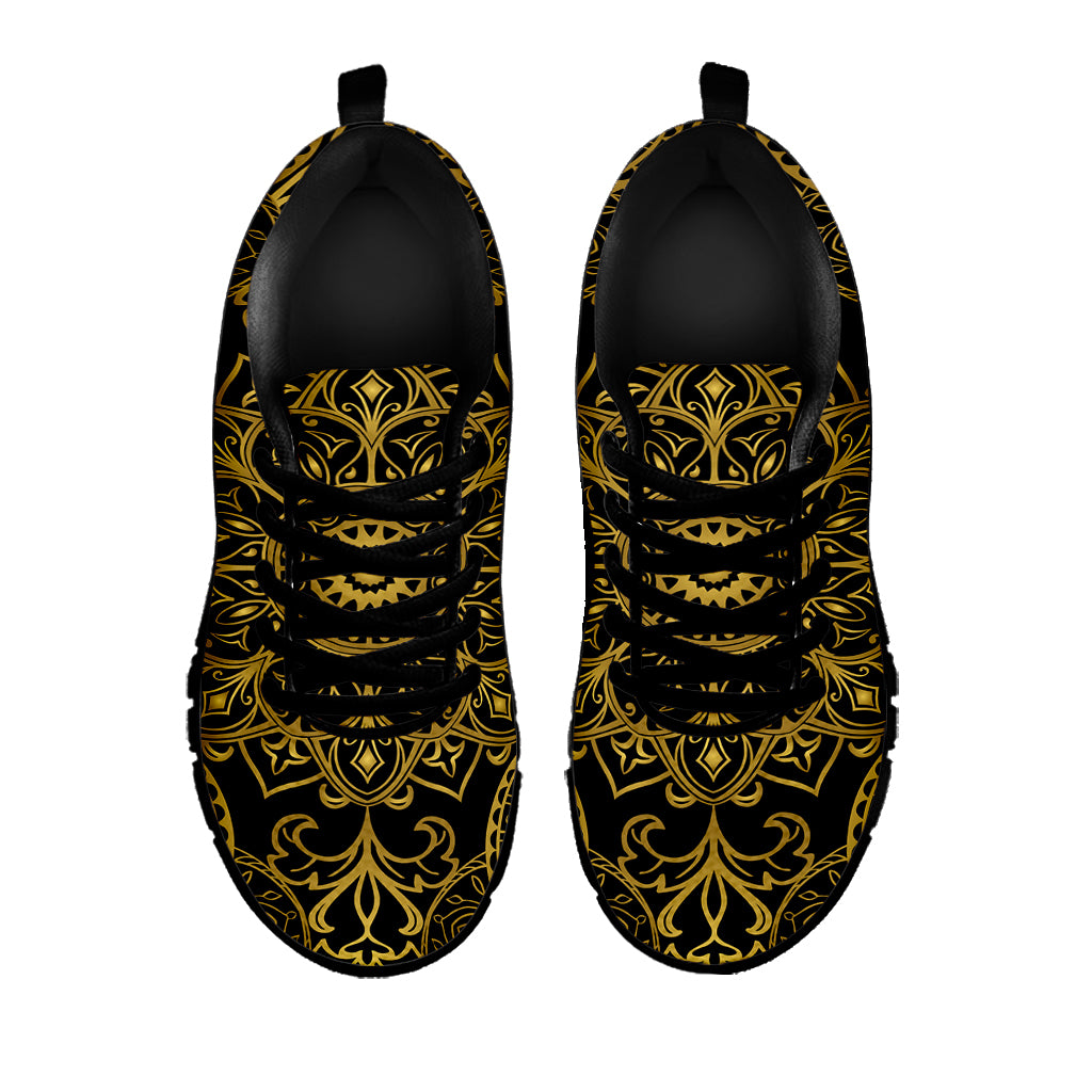 Gold And Black Mandala Print Black Sneakers