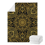 Gold And Black Mandala Print Blanket