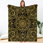 Gold And Black Mandala Print Blanket