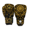 Gold And Black Mandala Print Boxing Gloves