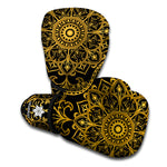 Gold And Black Mandala Print Boxing Gloves