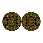 Gold And Black Mandala Print Car Coasters