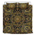 Gold And Black Mandala Print Duvet Cover Bedding Set