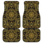 Gold And Black Mandala Print Front and Back Car Floor Mats