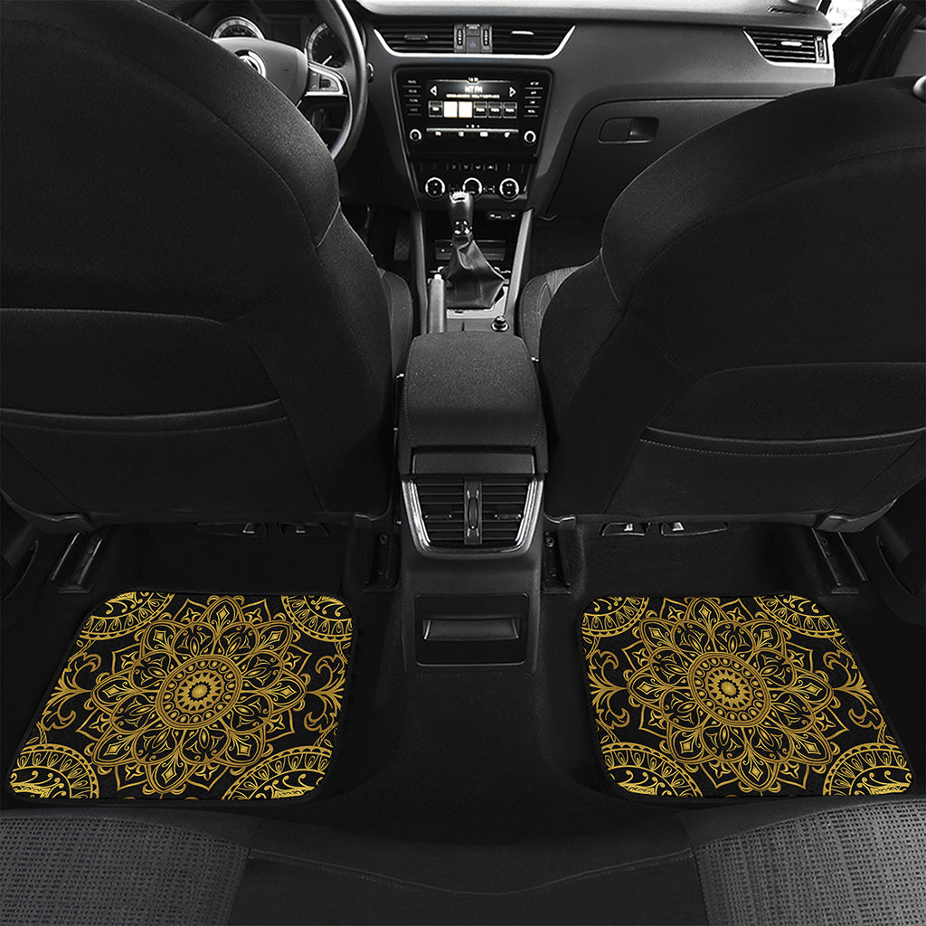 Gold And Black Mandala Print Front and Back Car Floor Mats