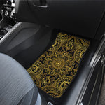 Gold And Black Mandala Print Front and Back Car Floor Mats