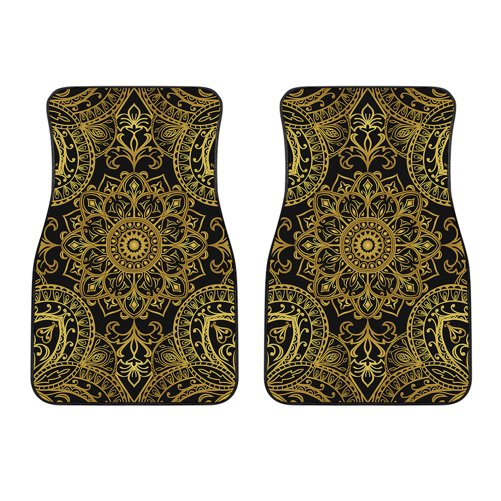 Gold And Black Mandala Print Front Car Floor Mats