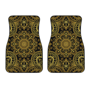 Gold And Black Mandala Print Front Car Floor Mats