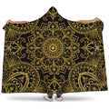 Gold And Black Mandala Print Hooded Blanket