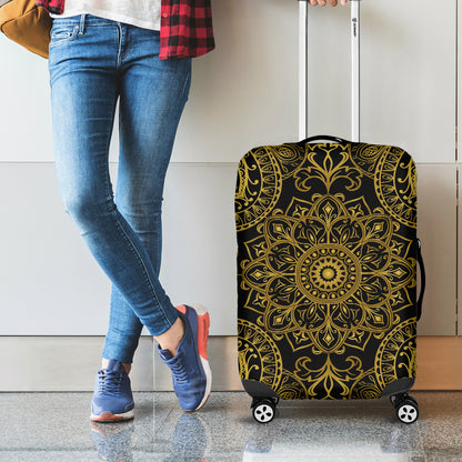 Gold And Black Mandala Print Luggage Cover