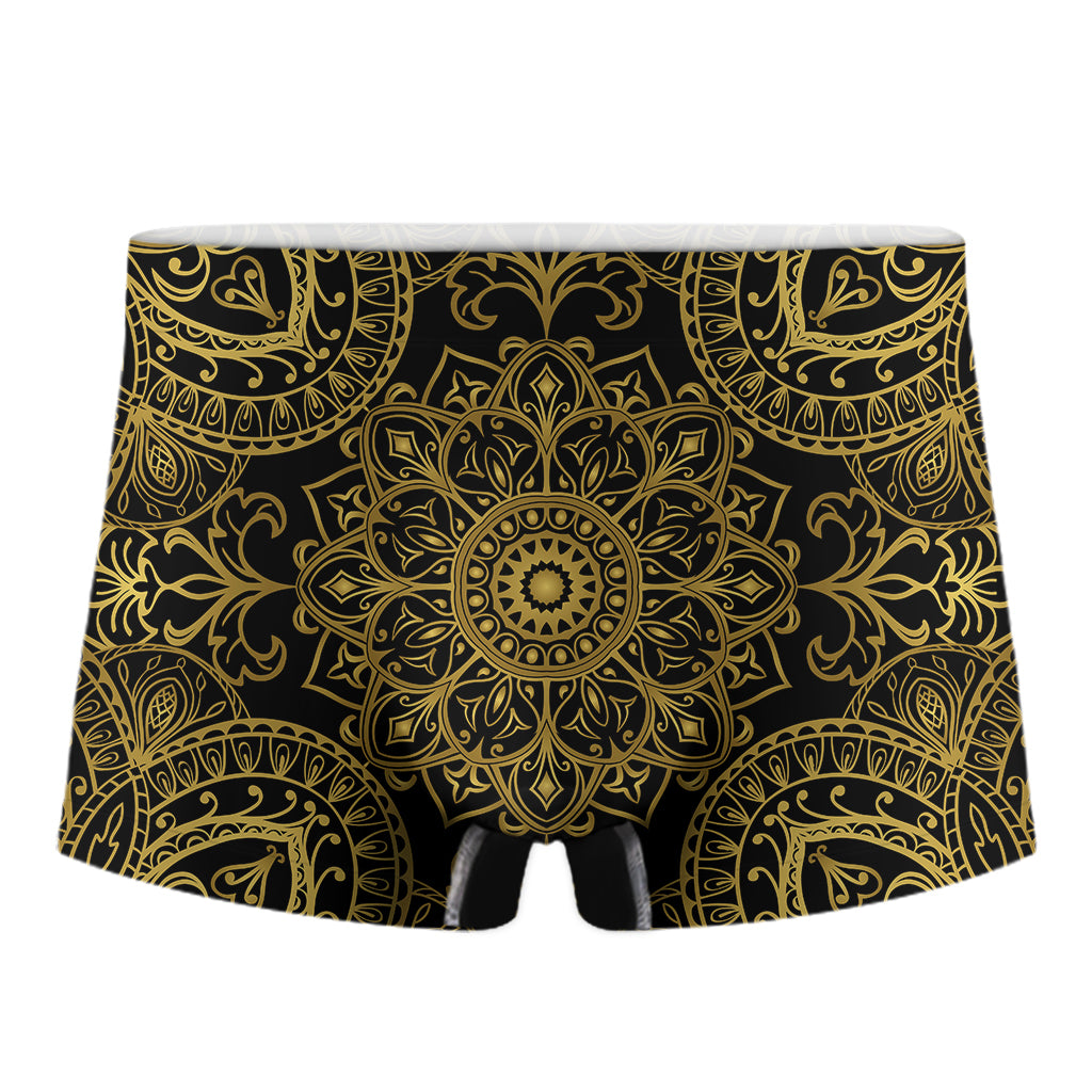 Gold And Black Mandala Print Men's Boxer Briefs