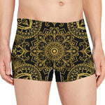 Gold And Black Mandala Print Men's Boxer Briefs