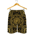Gold And Black Mandala Print Men's Shorts