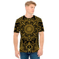 Gold And Black Mandala Print Men's T-Shirt
