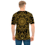 Gold And Black Mandala Print Men's T-Shirt