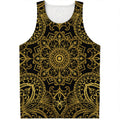 Gold And Black Mandala Print Men's Tank Top