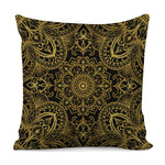 Gold And Black Mandala Print Pillow Cover