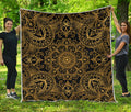 Gold And Black Mandala Print Quilt