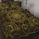 Gold And Black Mandala Print Quilt Bed Set