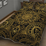 Gold And Black Mandala Print Quilt Bed Set