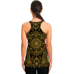 Gold And Black Mandala Print Women's Racerback Tank Top