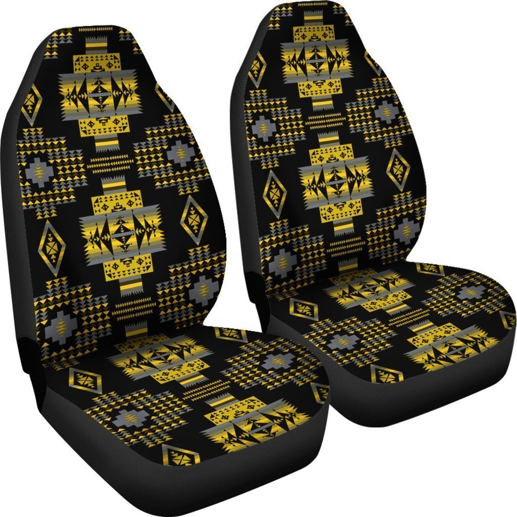Gold And Black Native Tribal Universal Fit Car Seat Covers GearFrost