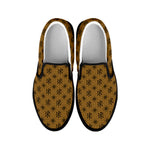 Gold And Black Orthodox Pattern Print Black Slip On Shoes