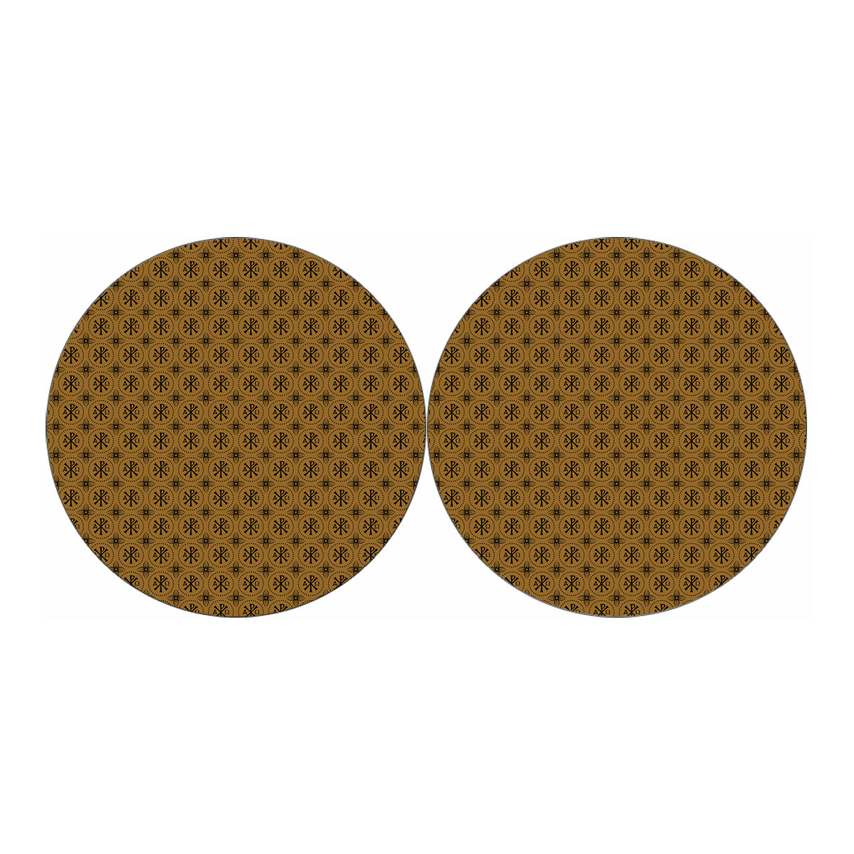 Gold And Black Orthodox Pattern Print Car Coasters