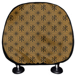 Gold And Black Orthodox Pattern Print Car Headrest Covers